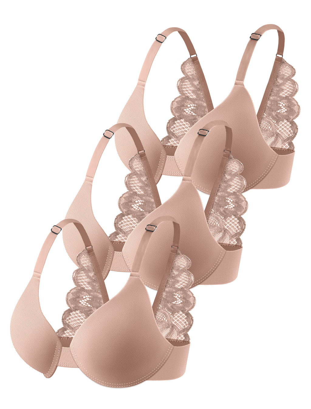 Leezywear Women's T-Shirt/Tank Top Bra - Full Coverage Laser Push Up with Back Lace Support Work Out Bra