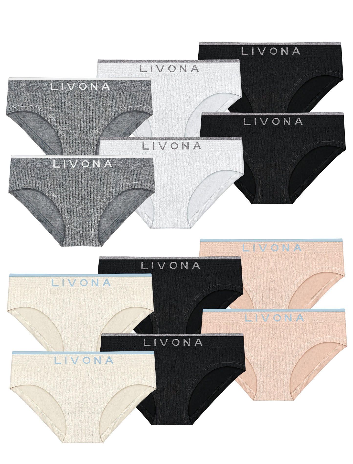 Livona Girls Seamless Ribbed Training Panties - Soft Sports Underwear for Teens