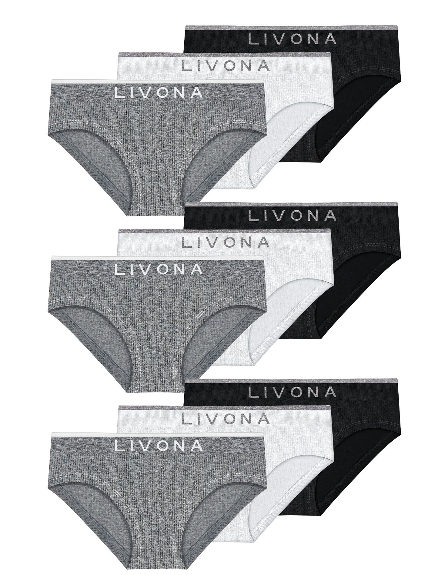 Livona Girls 9-Pack Ribbed Training Panties - Soft Sports Underwear for Teens