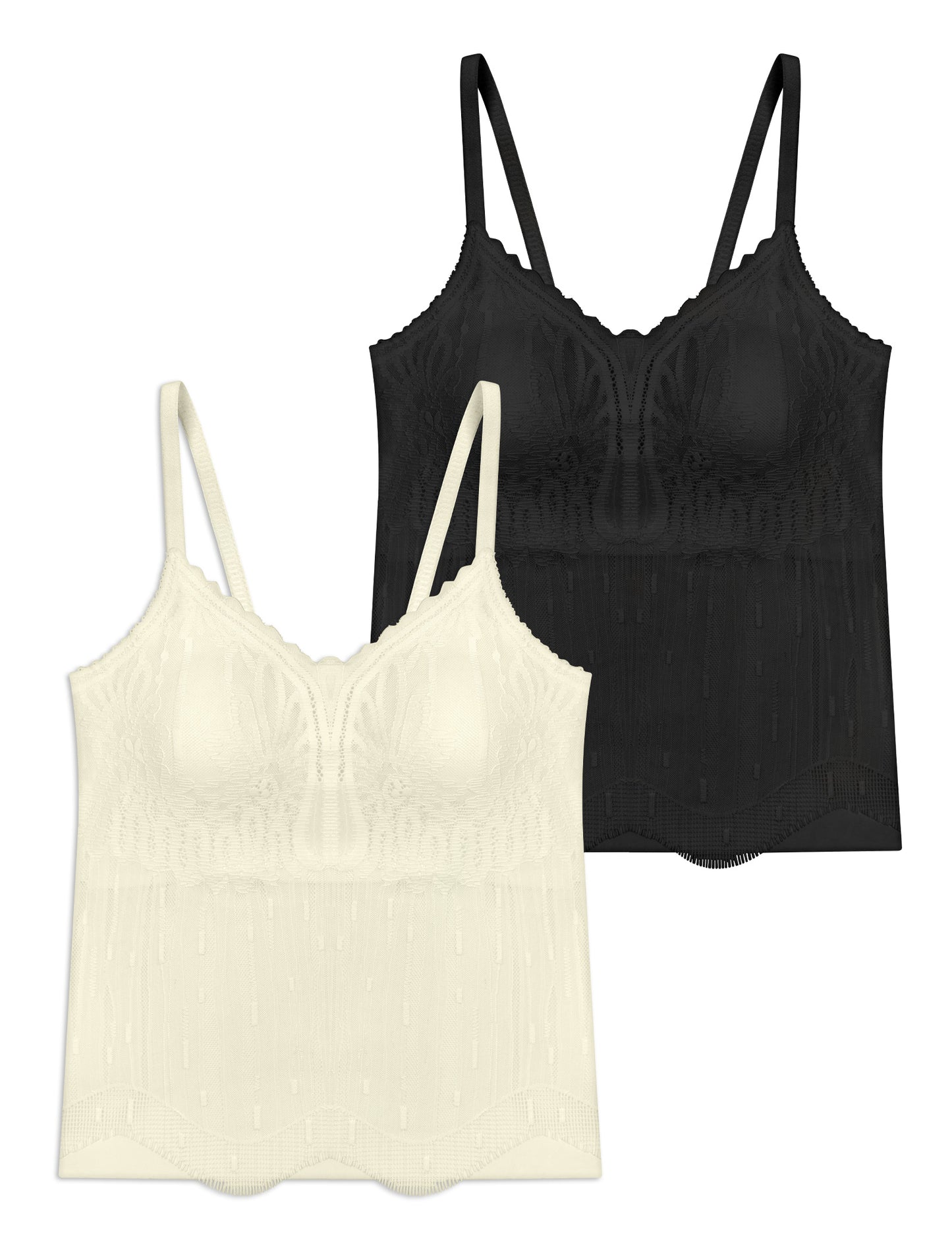 Livona Women's Lace Cami Top - Adjustable Spaghetti Straps Wireless Comfort Padded Tank for Sleep Lounge