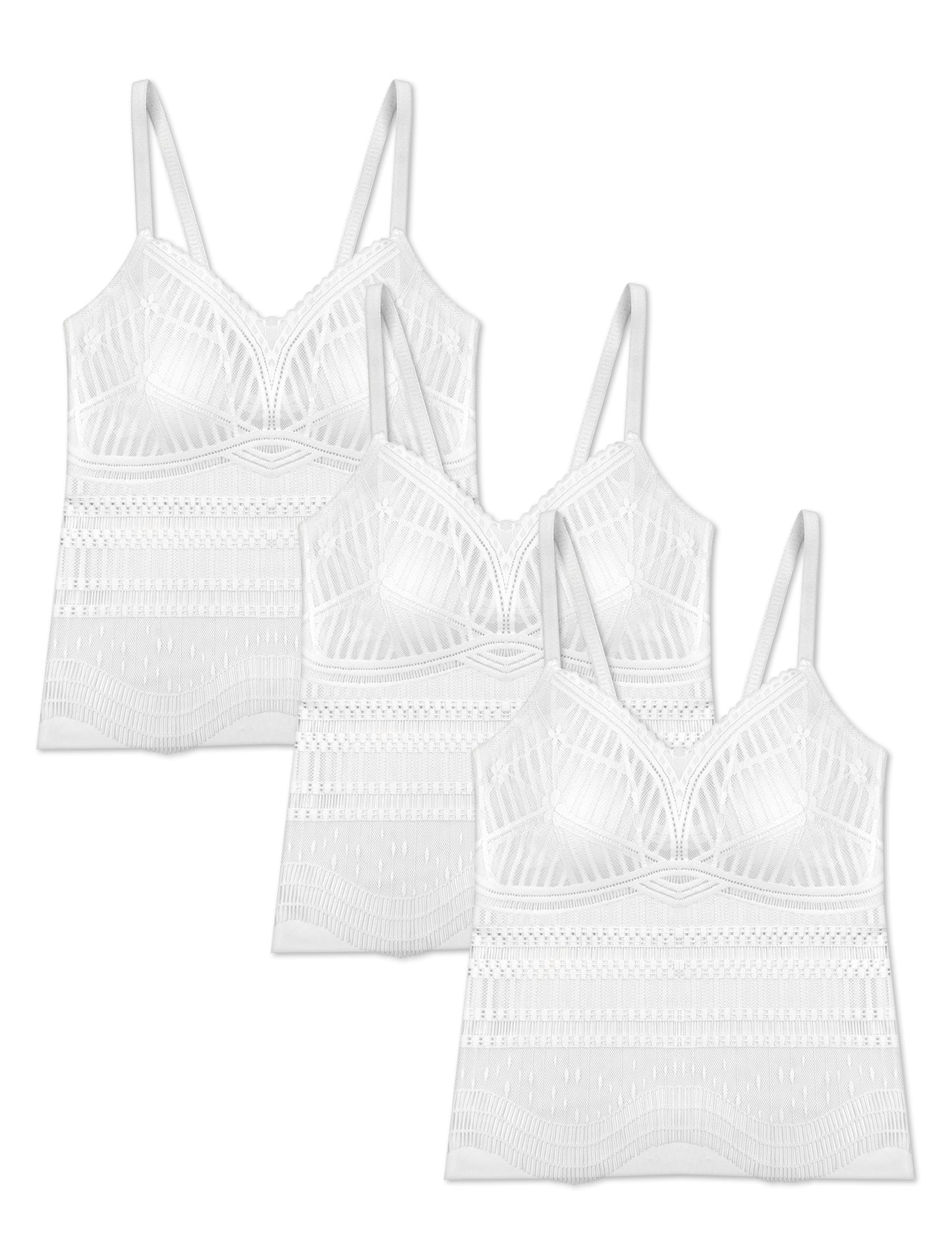 Livona Women's Lace Camisole with Built-in Bra, Wireless Comfort, Adjustable Spaghetti Straps – Soft Padded Tank Top