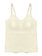 Livona Women's Lace Cami Top - Adjustable Spaghetti Straps Wireless Comfort Padded Tank for Sleep Lounge