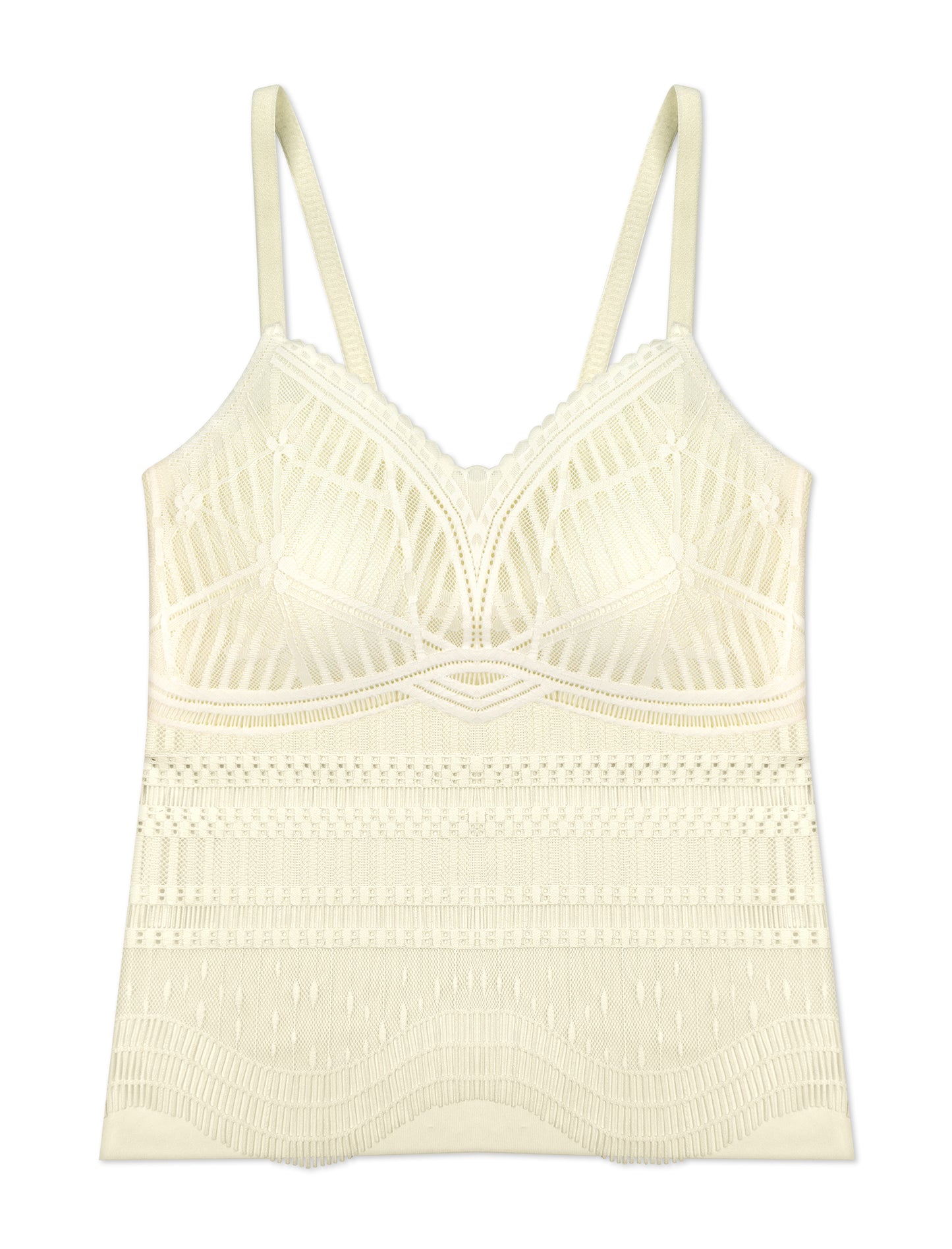 Livona Women's Lace Camisole with Built-in Bra, Wireless Comfort, Adjustable Spaghetti Straps – Soft Padded Tank Top