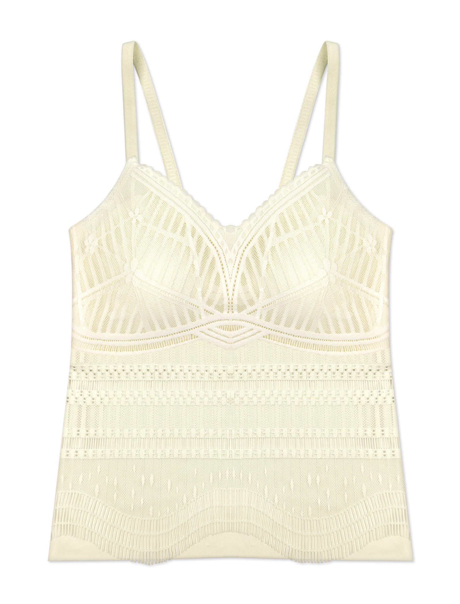 Livona Women's Lace Camisole with Built-in Bra, Wireless Comfort, Adjustable Spaghetti Straps – Soft Padded Tank Top