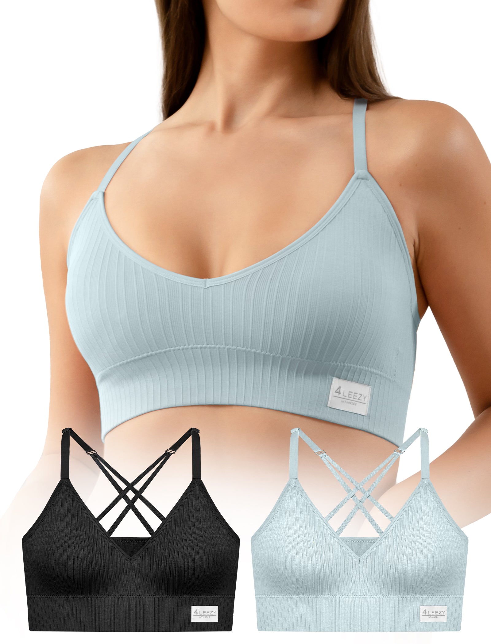 4Leezy Sports Bra for Women- Seamless Wireless Soft Bralette with Comfortable Padded and Nice Racerback Workout Tops Cami Crop Tank S-XXL