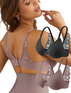 Leezywear Women's T-Shirt/Tank Top Bra - Full Coverage Laser Push Up with Back Lace Support Work Out Bra