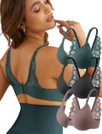 Leezywear Women's T-Shirt/Tank Top Bra - Full Coverage Laser Push Up with Back Lace Support Work Out Bra