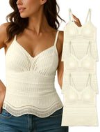 Livona Women's Lace Camisole with Built-in Bra, Wireless Comfort, Adjustable Spaghetti Straps – Soft Padded Tank Top