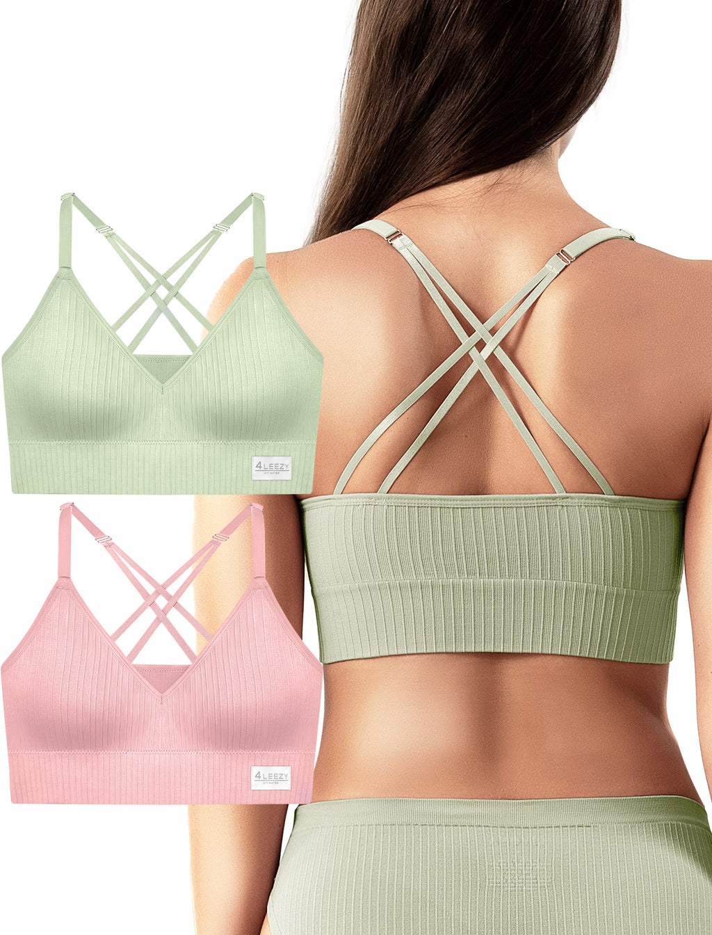4Leezy Sports Bra for Women- Seamless Wireless Soft Bralette with Comfortable Padded and Nice Racerback Workout Tops Cami Crop Tank S-XXL