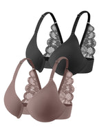 Leezywear Women's T-Shirt/Tank Top Bra - Full Coverage Laser Push Up with Back Lace Support Work Out Bra