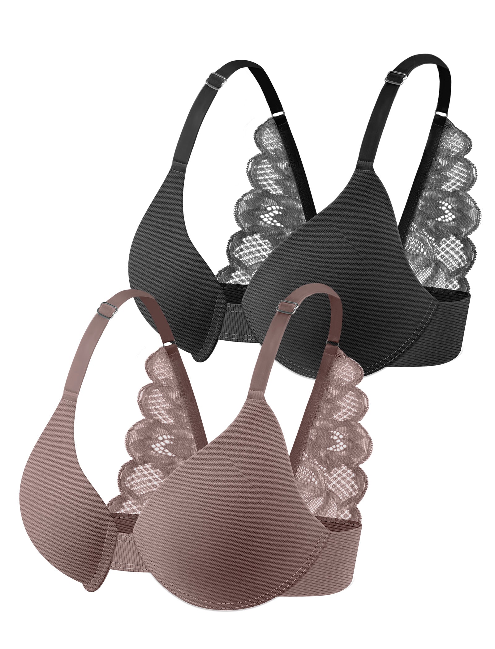 Leezywear Women's T-Shirt/Tank Top Bra - Full Coverage Laser Push Up with Back Lace Support Work Out Bra