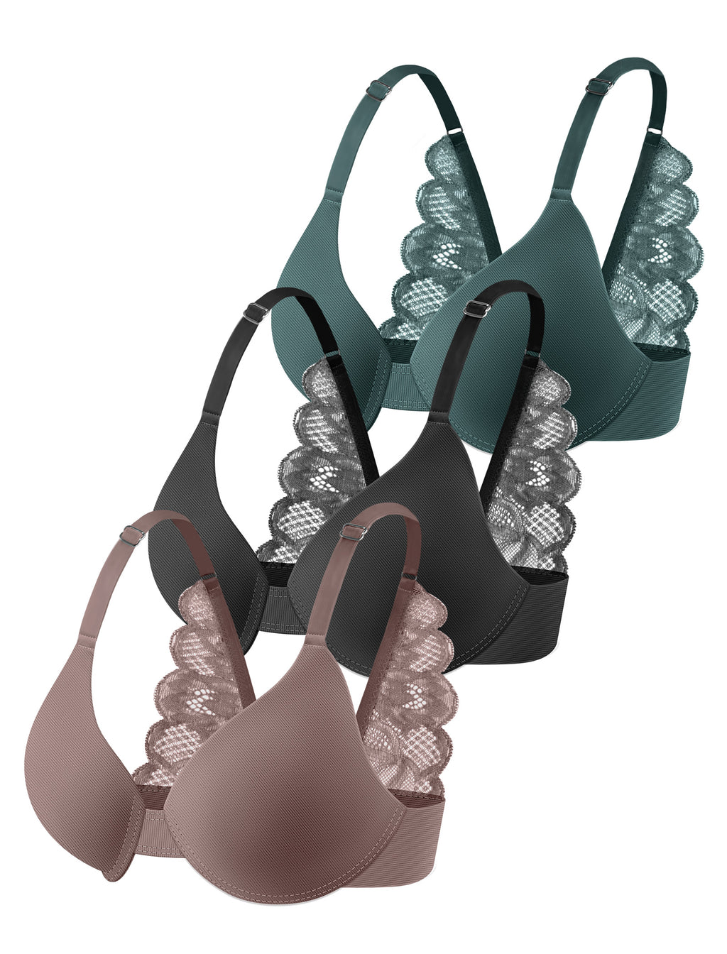 Leezywear Women's T-Shirt/Tank Top Bra - Full Coverage Laser Push Up with Back Lace Support Work Out Bra