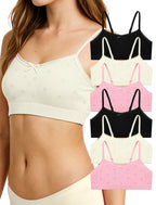 Livona 6 Pack Seamless Girls Bralette – Soft Ribbed & Jacquard Design, No Padding – Effortless Comfort & Style
