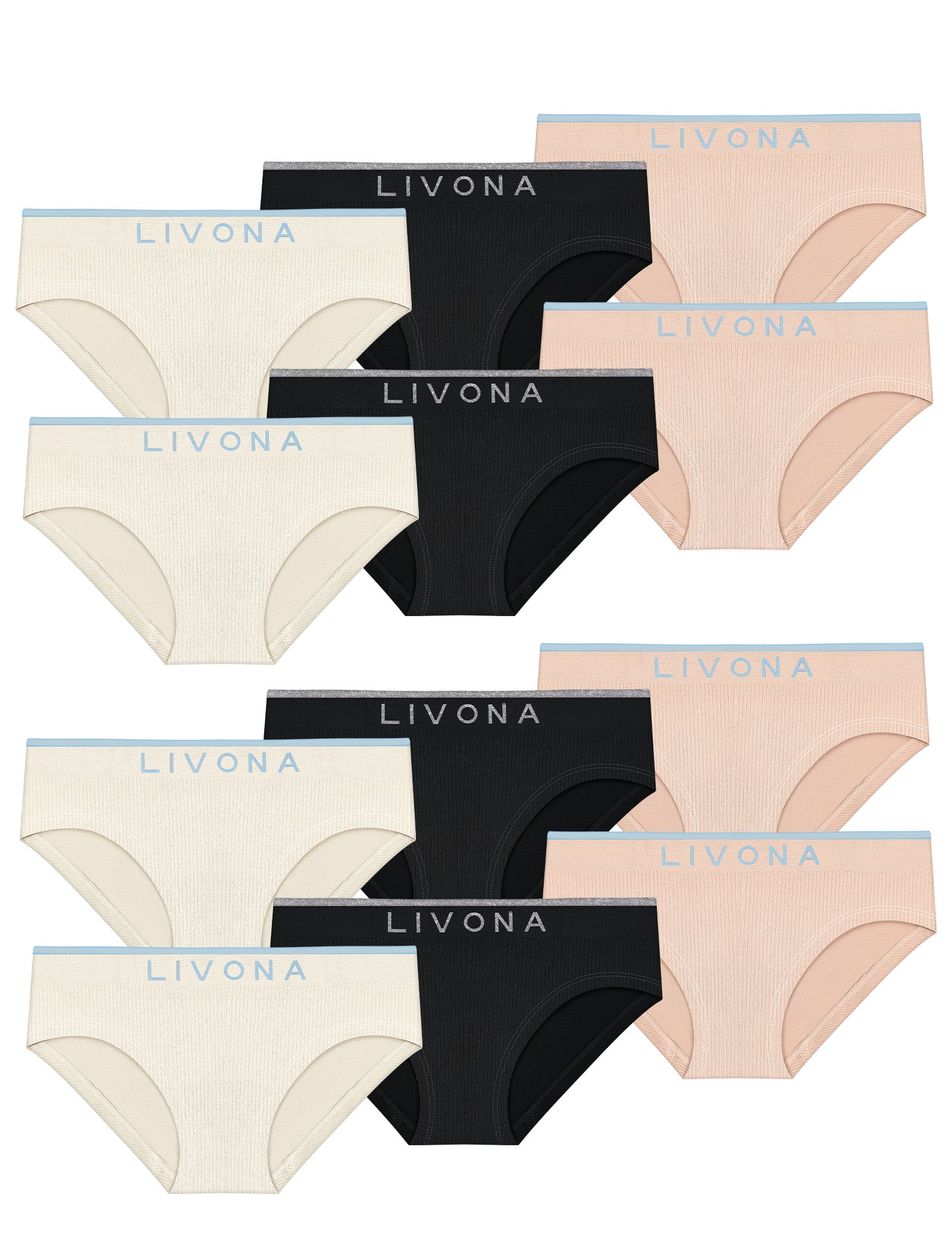 Livona Girls Seamless Ribbed Training Panties - Soft Sports Underwear for Teens