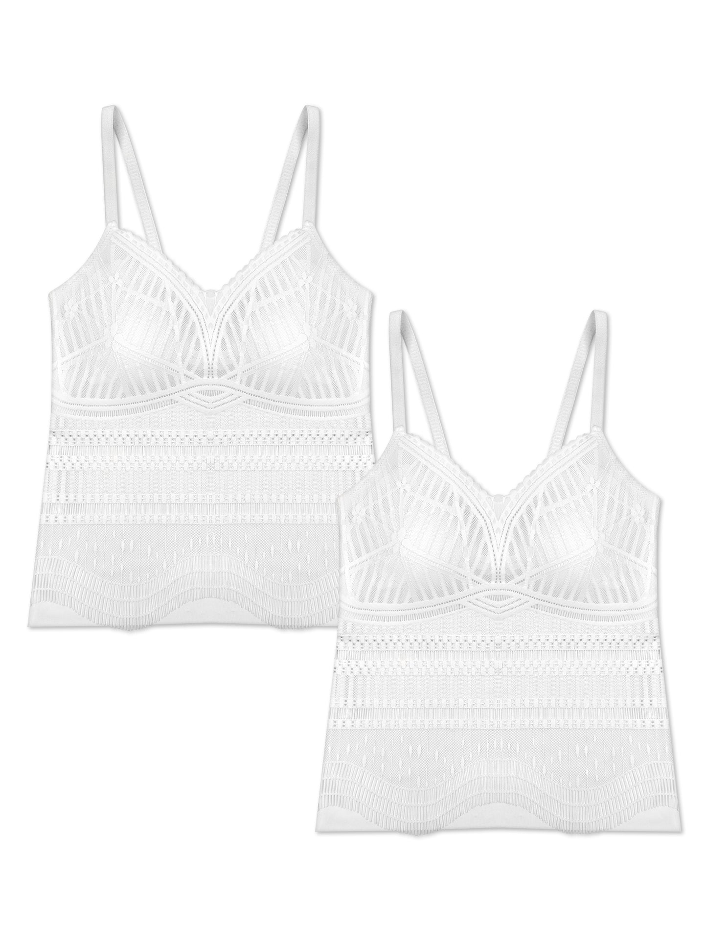 Livona Women's Lace Camisole with Built-in Bra, Wireless Comfort, Adjustable Spaghetti Straps – Soft Padded Tank Top