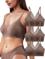 Livona Lace Bralette for Women - Comfort Sports Bra Wireless Padded Bralette with Support Workout Tops Cami Crop S-XXL
