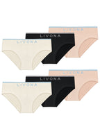 Livona Girls 6-Pack Ribbed Training Panties - Soft Sports Underwear for Teens