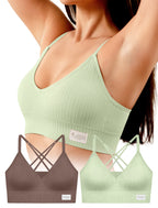 4Leezy Sports Bra for Women- Seamless Wireless Soft Bralette with Comfortable Padded and Nice Racerback Workout Tops Cami Crop Tank S-XXL