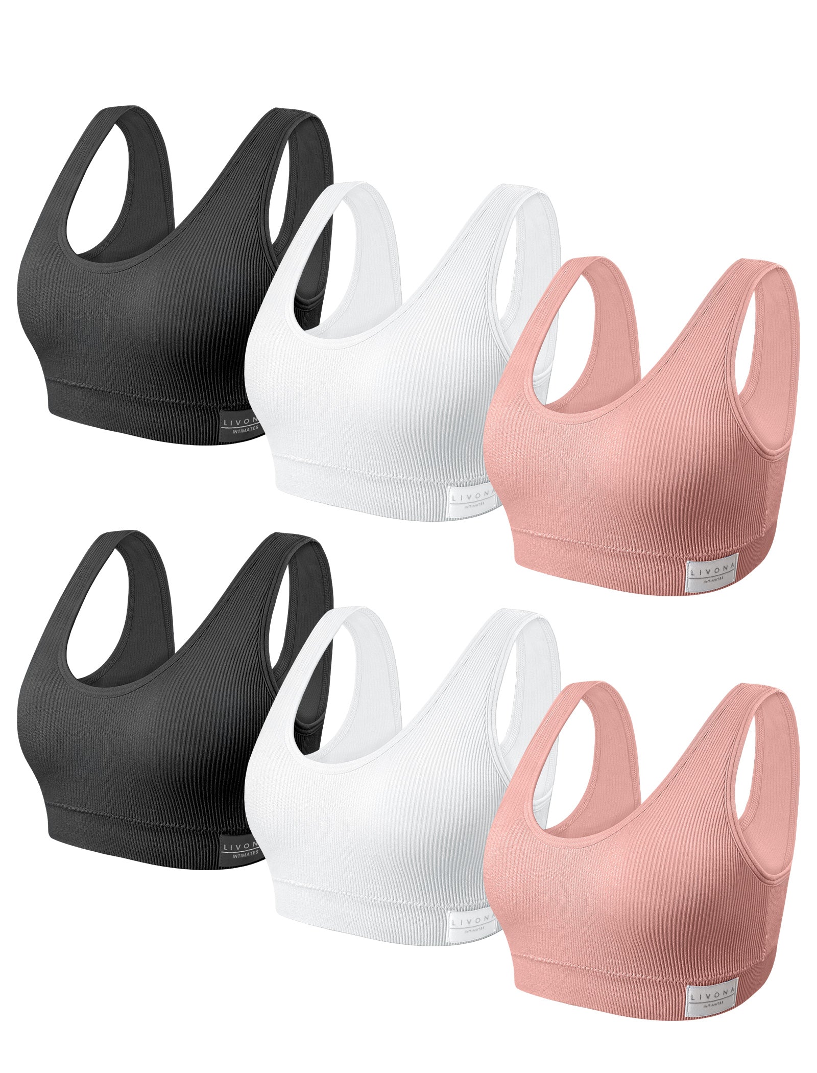 Livona 6 Packs Girls Sports Bra Crop Tops for Kids Training Bra Cute Crop Tops for Girls Cami Bra( 6-14）