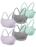 Livona 6-Pack Seamless Bralette Set - Soft Training Bras & Sports Bras for Teens, Comfortable Wire-Free Bras for Girls