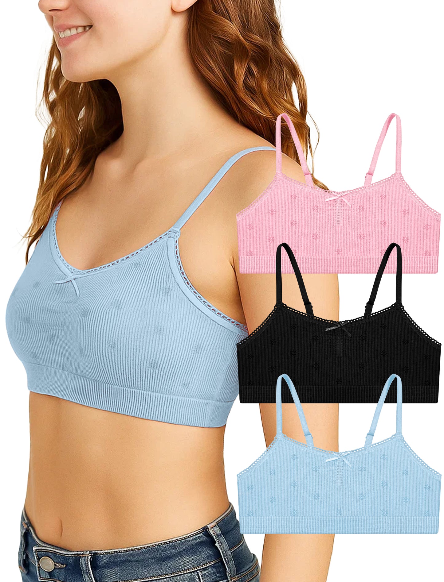 Livona Ultra-Comfy Seamless Bralette for Girls–Buttery Soft Ribbed & Jacquard,No Padding – Effortless Comfort & Style