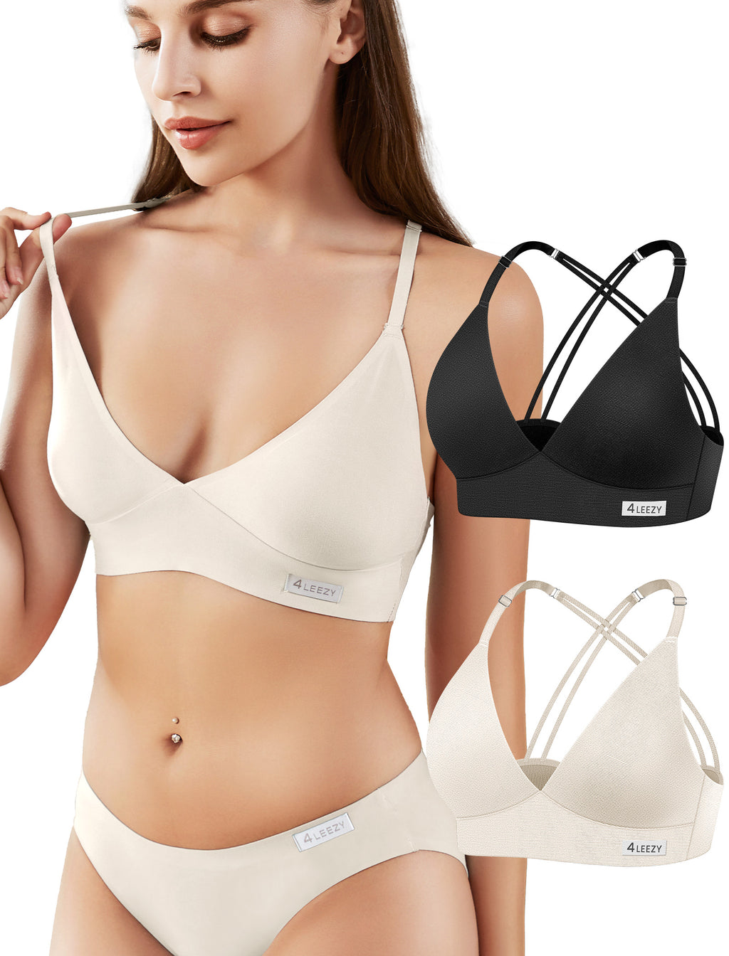 Women's Wireless Bras -2 Pack Seamless Sports Bra Bralettes Comfort Padded Workout Tops Crossback Cami Crop S-XXL