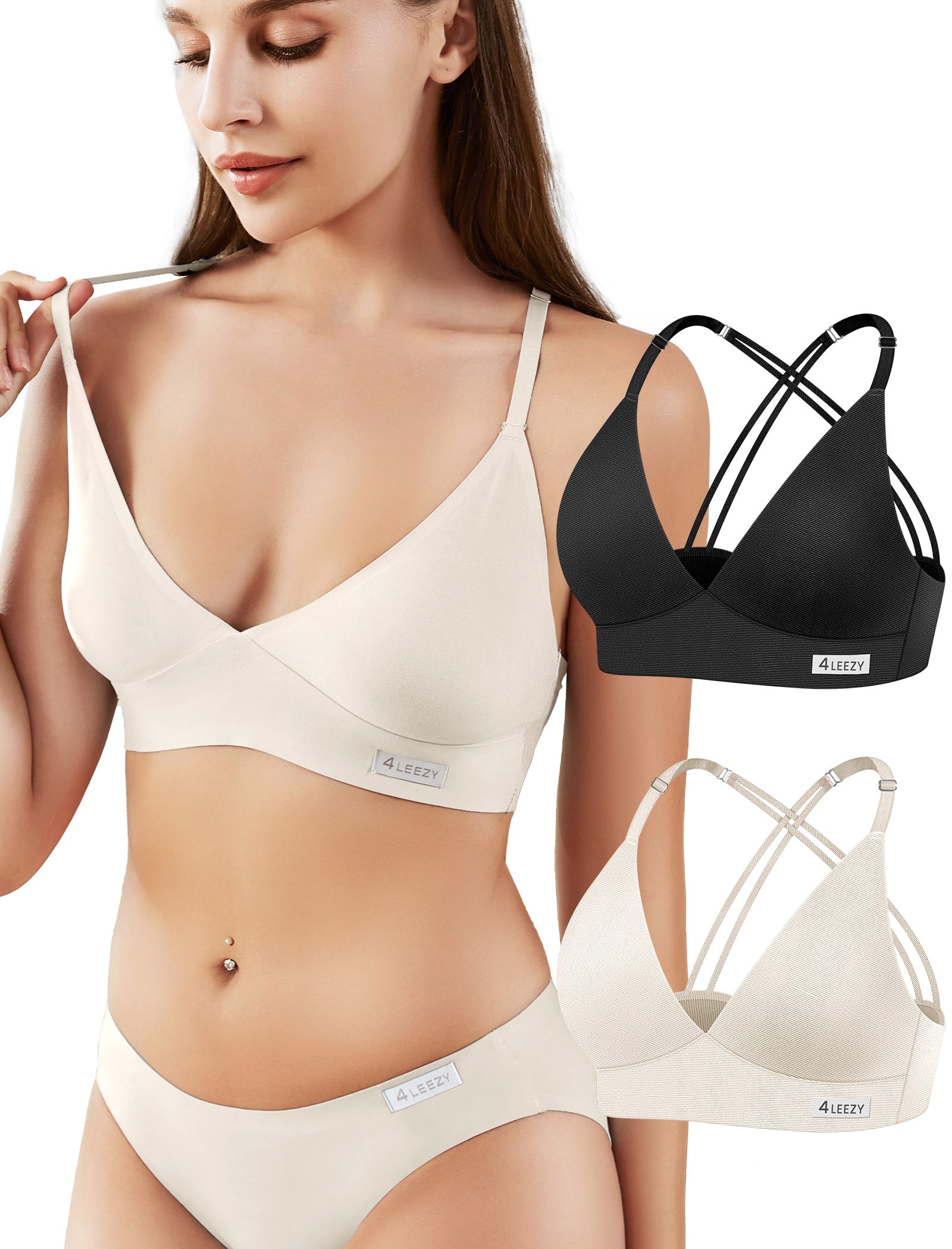 Women's Wireless Bras -2 Pack Seamless Sports Bra Bralettes Comfort Padded Workout Tops Crossback Cami Crop S-XXL