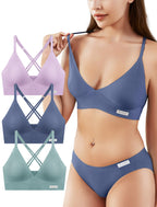 Women's Wireless Bras - Seamless Sports Bra Bralettes Comfort Padded Workout Tops Crossback Cami Crop S-XXL