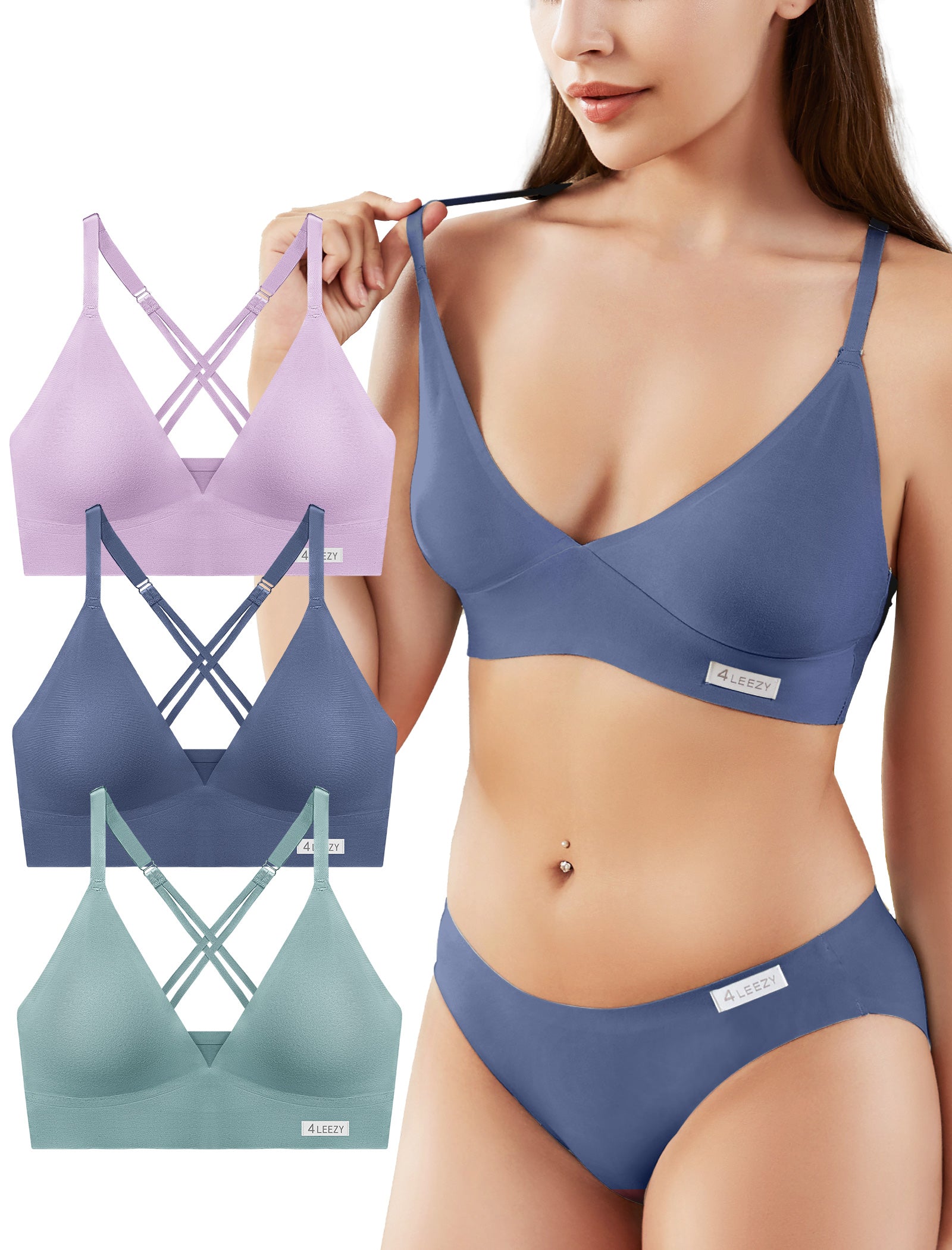 Women's Wireless Bras - Seamless Sports Bra Bralettes Comfort Padded Workout Tops Crossback Cami Crop S-XXL
