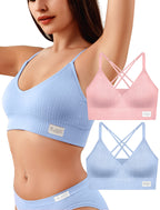 4Leezy Sports Bra for Women- Seamless Wireless Soft Bralette with Comfortable Padded and Nice Racerback Workout Tops Cami Crop Tank S-XXL