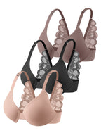 Leezywear Women's T-Shirt/Tank Top Bra - Full Coverage Laser Push Up with Back Lace Support Work Out Bra