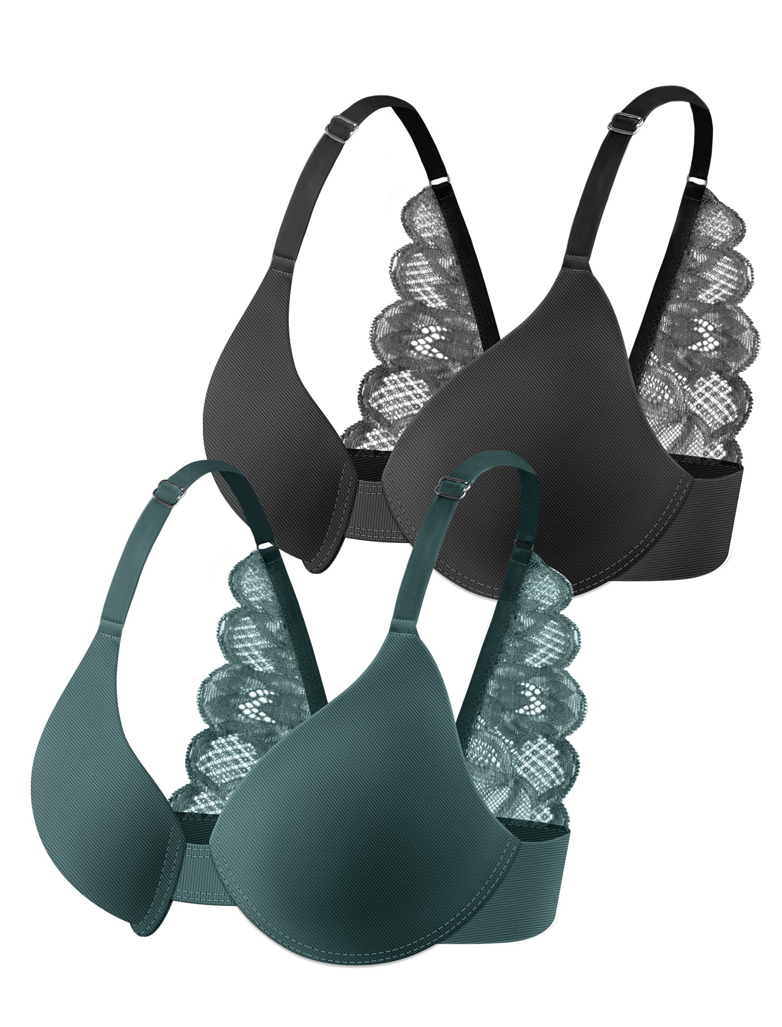 Leezywear Women's T-Shirt/Tank Top Bra - Full Coverage Laser Push Up with Back Lace Support Work Out Bra