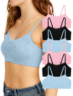 Livona 6 Pack Seamless Girls Bralette – Soft Ribbed & Jacquard Design, No Padding – Effortless Comfort & Style