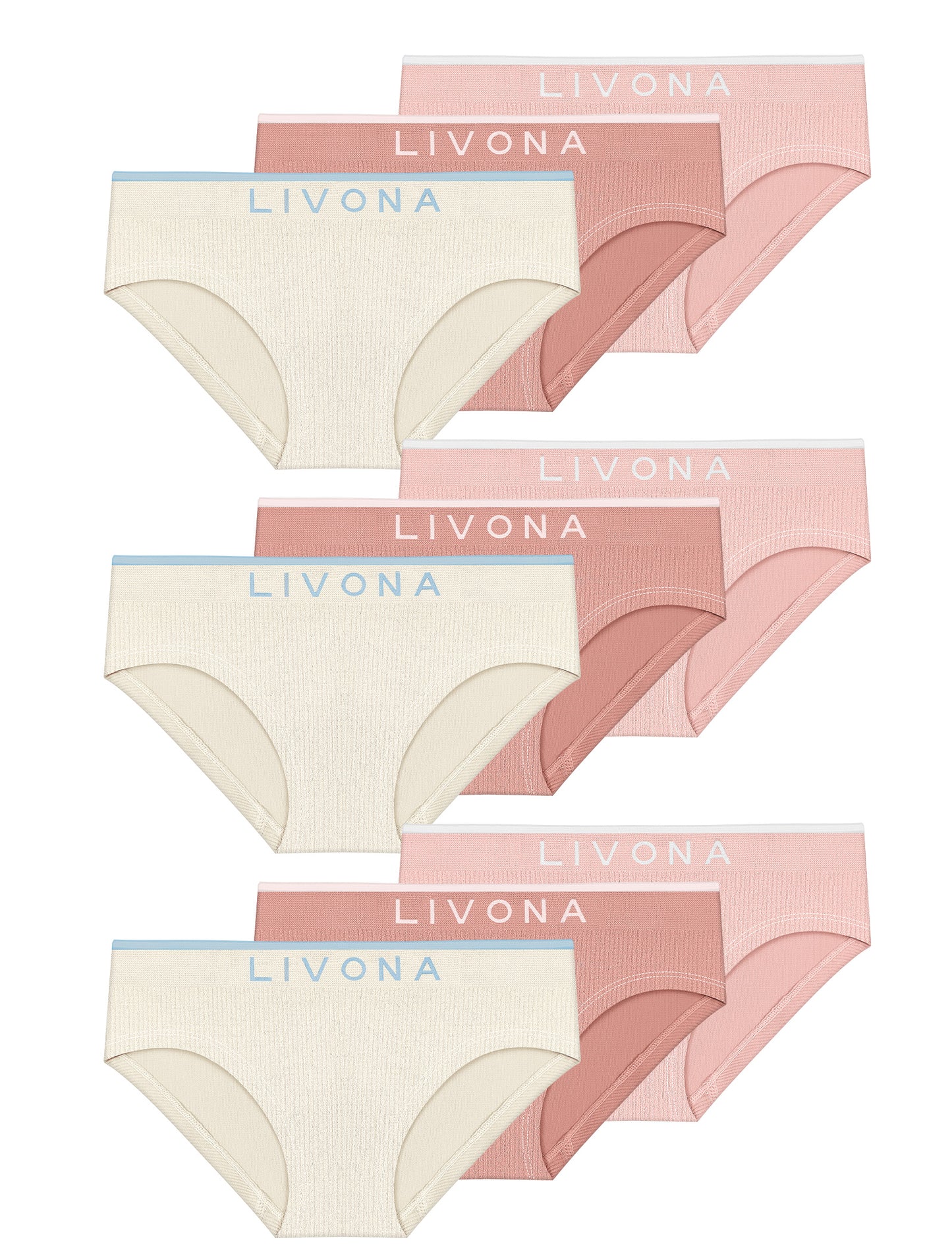 Livona Girls 9-Pack Ribbed Training Panties - Soft Sports Underwear for Teens