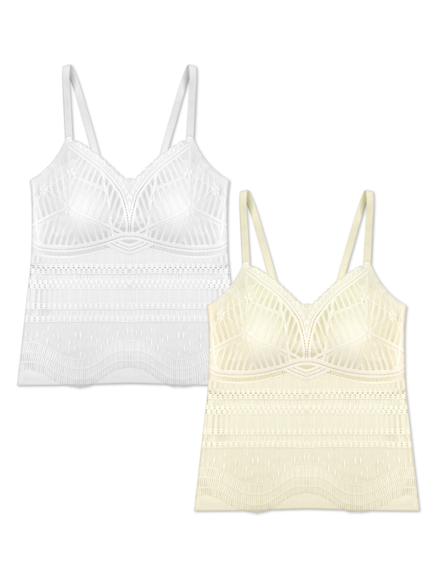 Livona Women's Lace Camisole with Built-in Bra, Wireless Comfort, Adjustable Spaghetti Straps – Soft Padded Tank Top