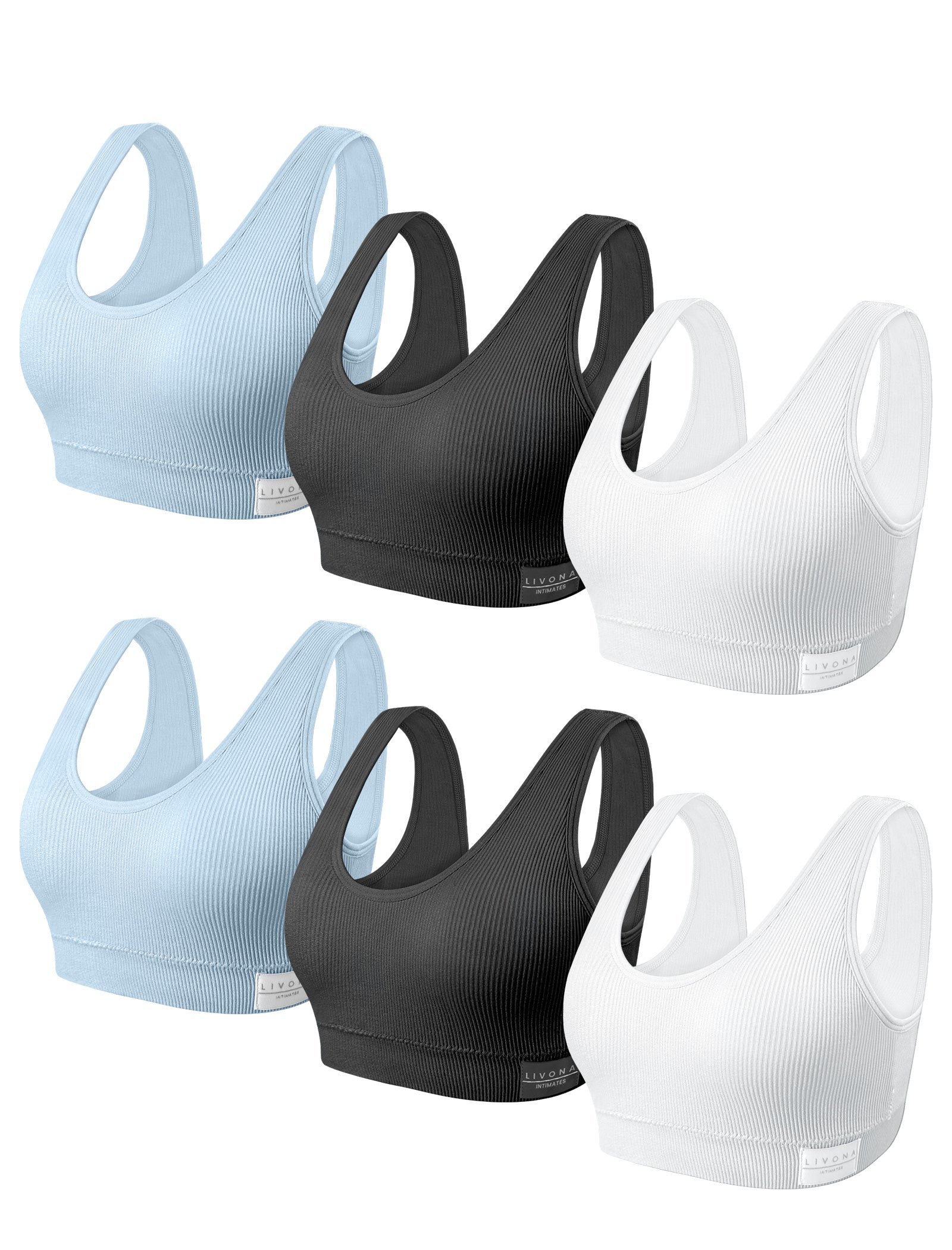 Livona 6 Packs Girls Sports Bra Crop Tops for Kids Training Bra Cute Crop Tops for Girls Cami Bra( 6-14）