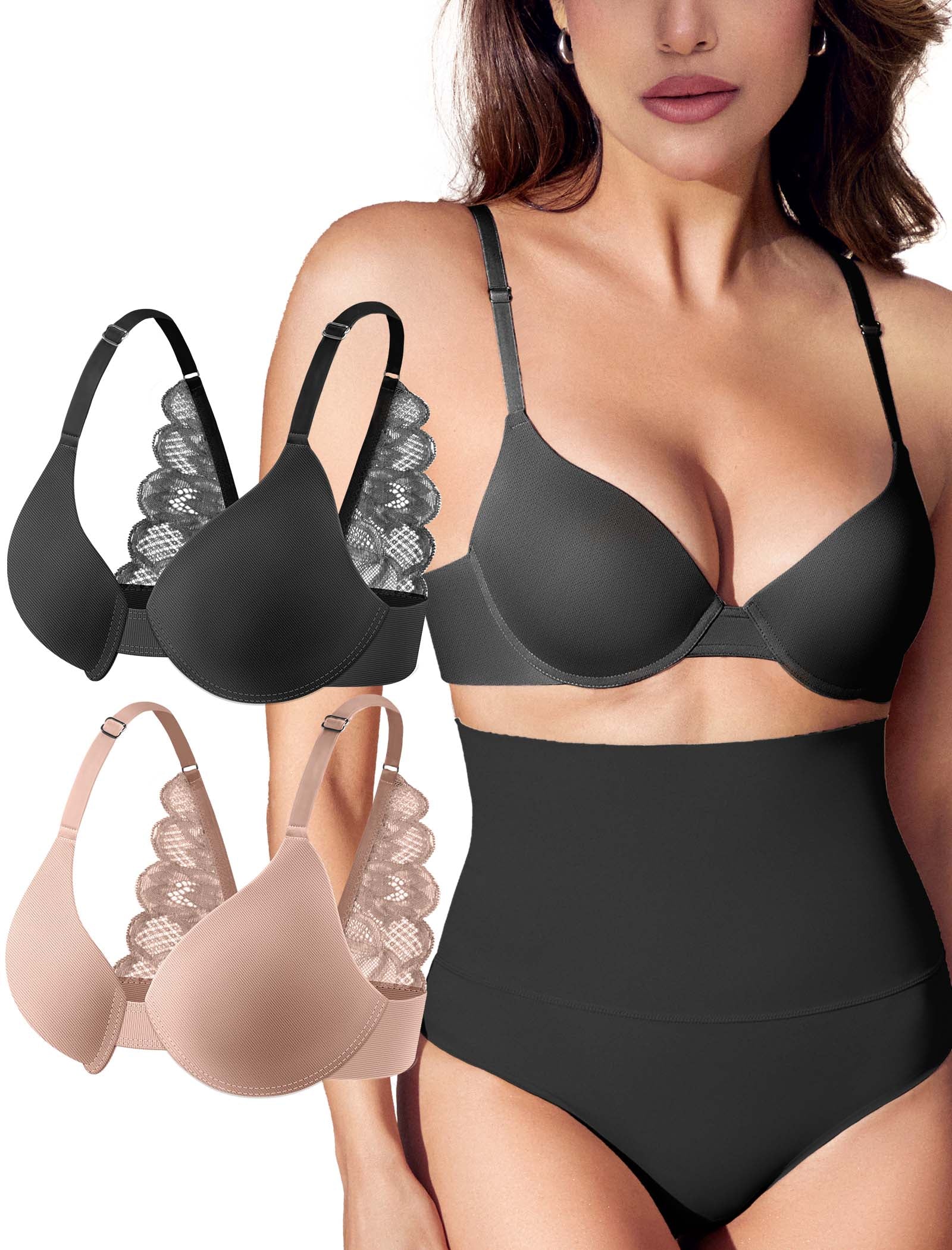 Leezywear Women's T-Shirt/Tank Top Bra - Full Coverage Laser Push Up with Back Lace Support Work Out Bra