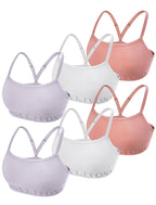 Livona 6-Pack Seamless Bralette Set - Soft Training Bras & Sports Bras for Teens, Comfortable Wire-Free Bras for Girls