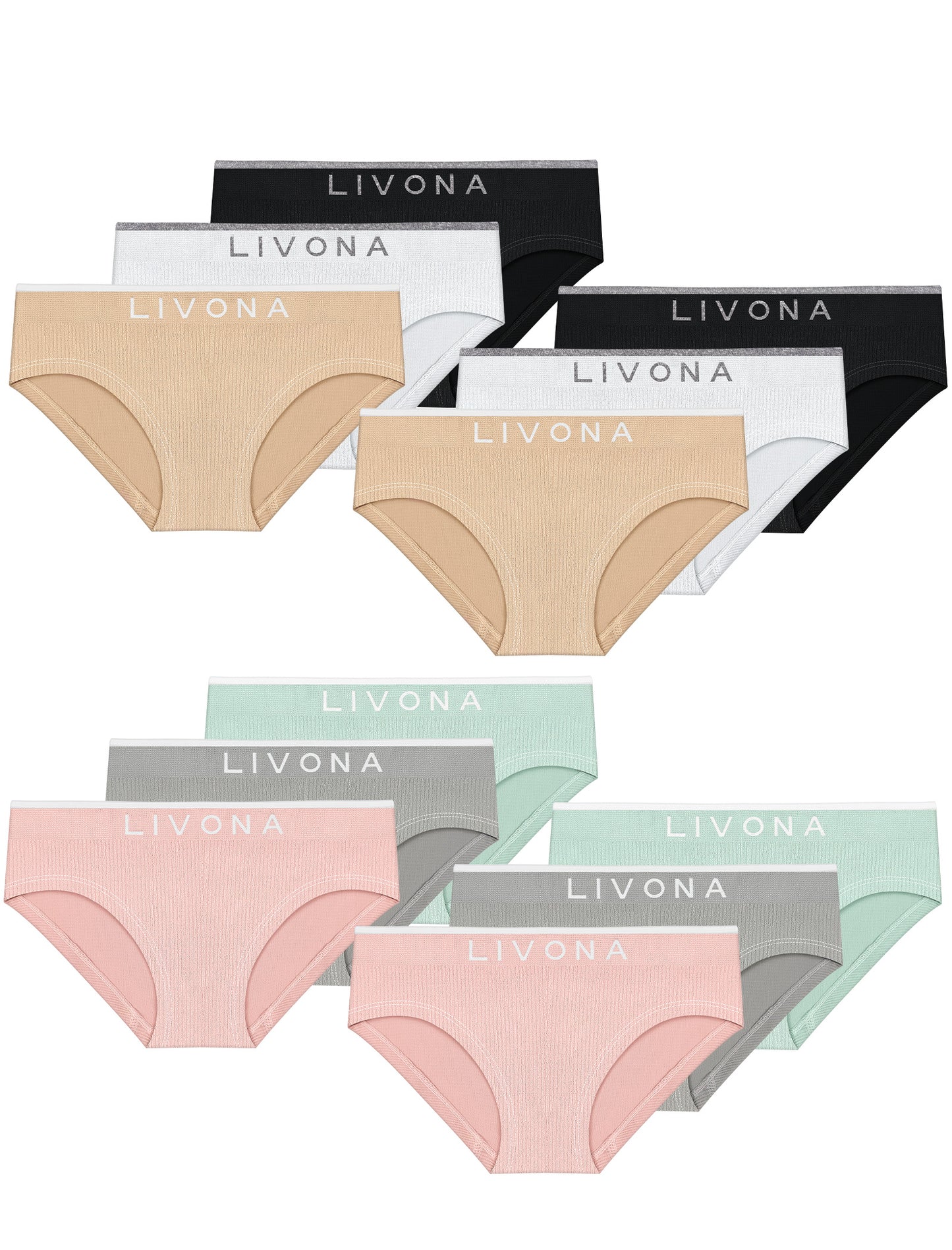 Livona Girls Seamless Ribbed Training Panties - Soft Sports Underwear for Teens