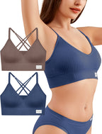 4Leezy Sports Bra for Women- Seamless Wireless Soft Bralette with Comfortable Padded and Nice Racerback Workout Tops Cami Crop Tank S-XXL