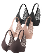 Leezywear Women's T-Shirt/Tank Top Bra - Full Coverage Laser Push Up with Back Lace Support Work Out Bra