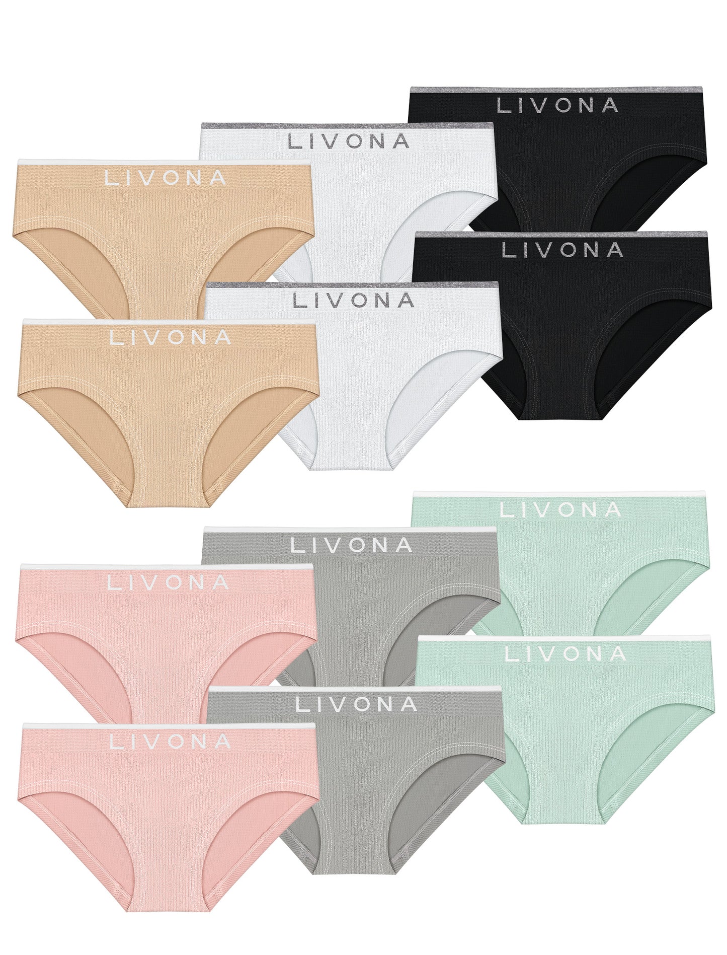 Livona Girls Seamless Ribbed Training Panties - Soft Sports Underwear for Teens