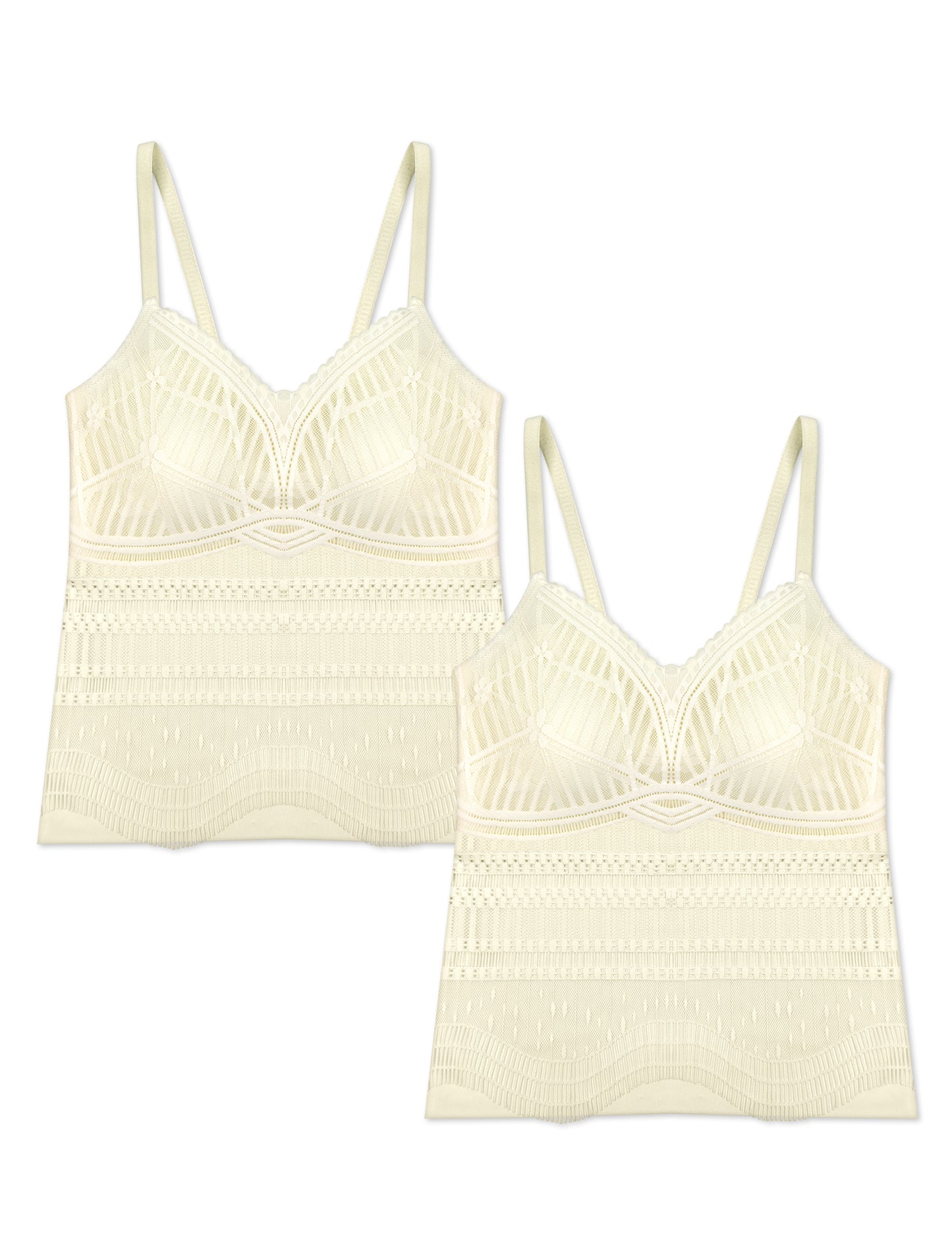 Livona Women's Lace Camisole with Built-in Bra, Wireless Comfort, Adjustable Spaghetti Straps – Soft Padded Tank Top