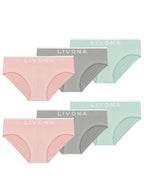 Livona Girls 6-Pack Ribbed Training Panties - Soft Sports Underwear for Teens