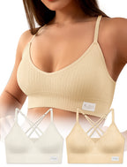 4Leezy Sports Bra for Women- Seamless Wireless Soft Bralette with Comfortable Padded and Nice Racerback Workout Tops Cami Crop Tank S-XXL