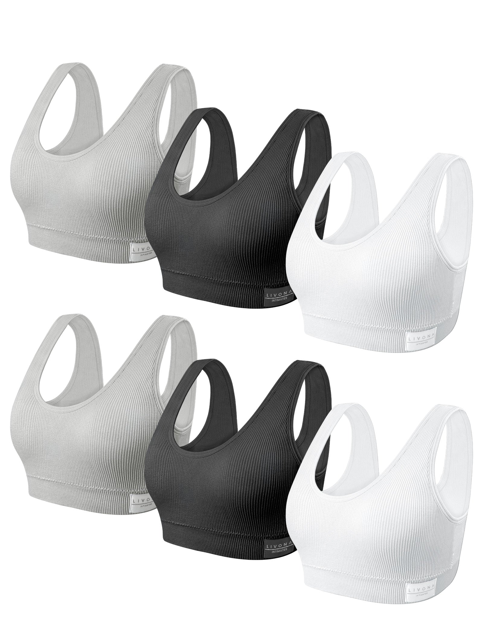 Livona 6 Packs Girls Sports Bra Crop Tops for Kids Training Bra Cute Crop Tops for Girls Cami Bra( 6-14）