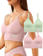 4Leezy 2 Pack Sports Bras for Women- Wireless Soft Workout Tops, Padded Seamless Fitness Bralettes, Adjustable Comfort Crop Cami Tank S-XXL
