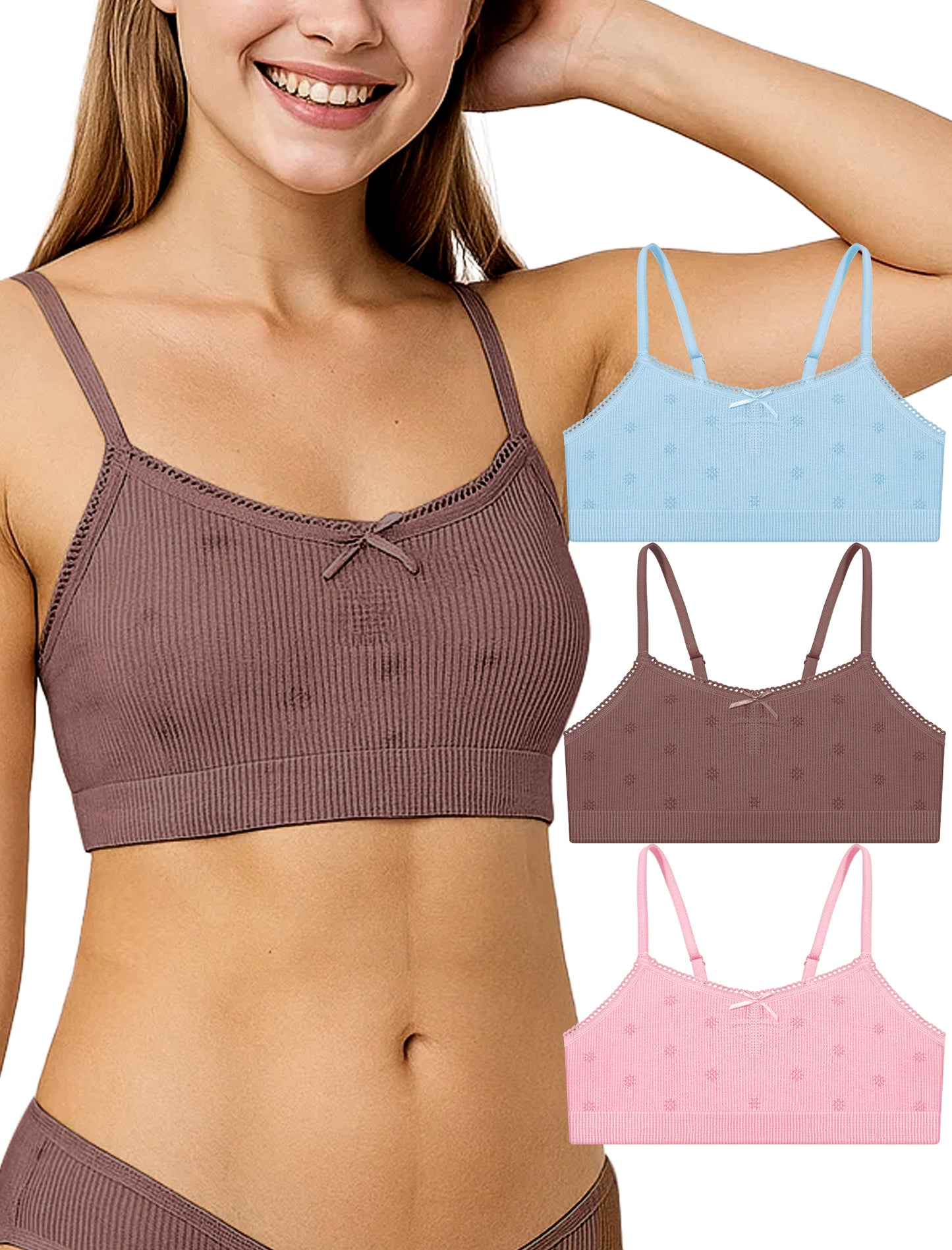 Livona Ultra-Comfy Seamless Bralette for Girls–Buttery Soft Ribbed & Jacquard,No Padding – Effortless Comfort & Style