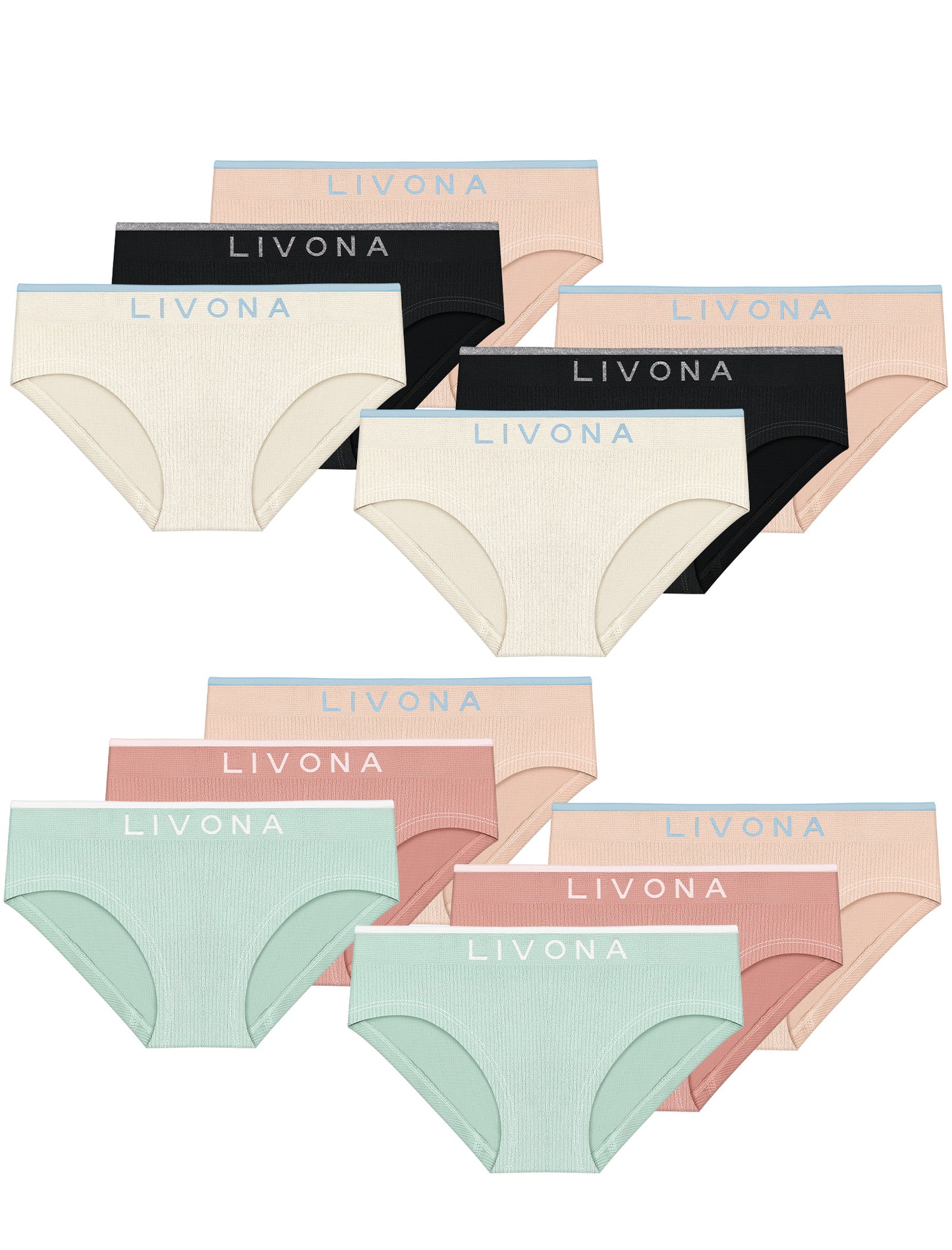 Livona Girls Seamless Ribbed Training Panties - Soft Sports Underwear for Teens