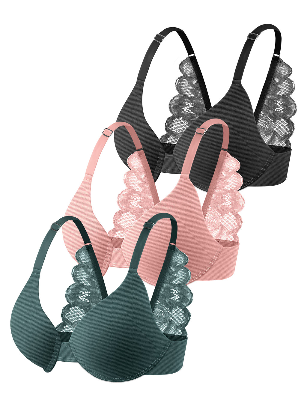 Leezywear Women's T-Shirt/Tank Top Bra - Full Coverage Laser Push Up with Back Lace Support Work Out Bra